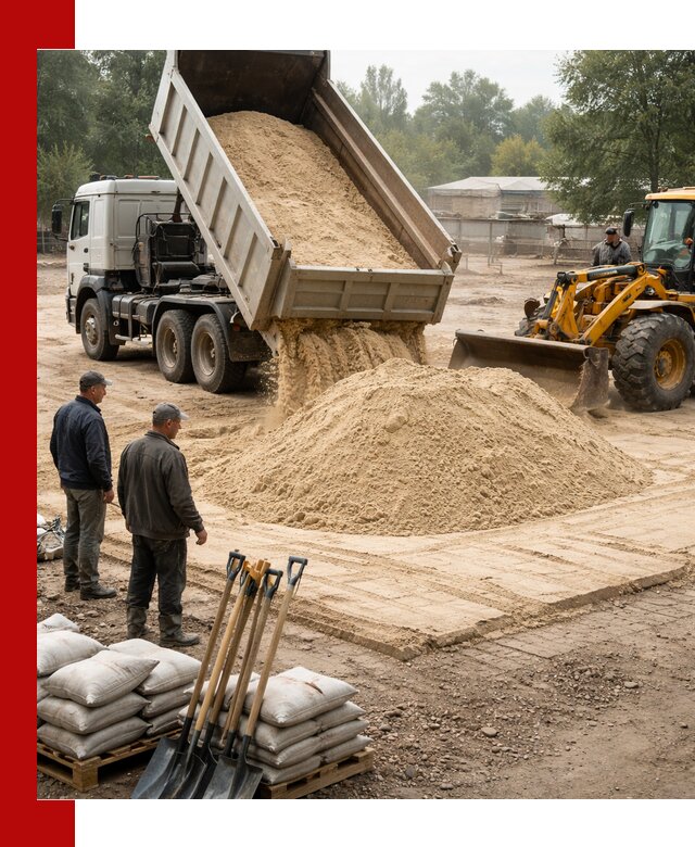 Доставка мытого песка в Удомле с самосвалами по выгодной цене