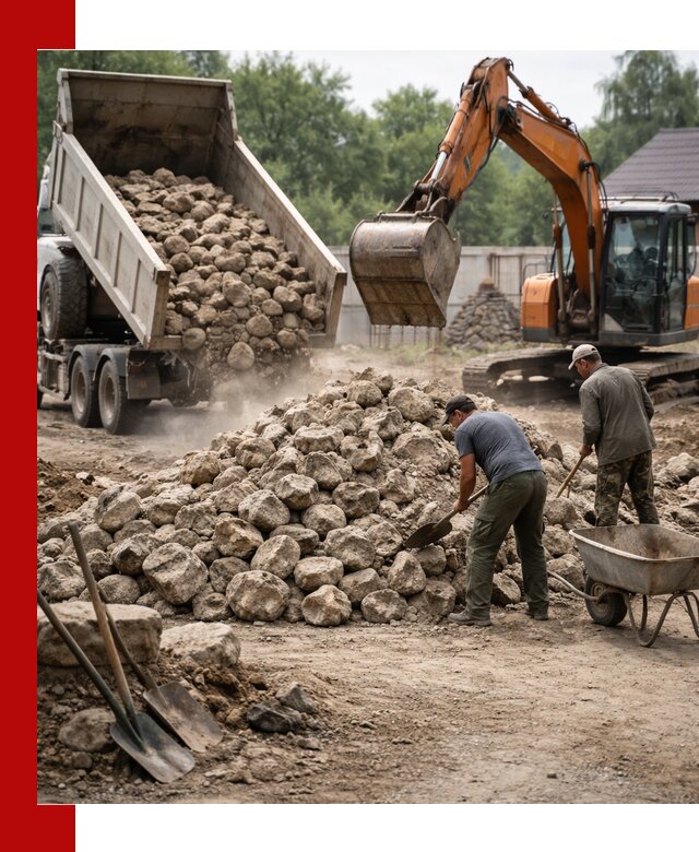 Доставка и разгрузка бутового камня в Удомле