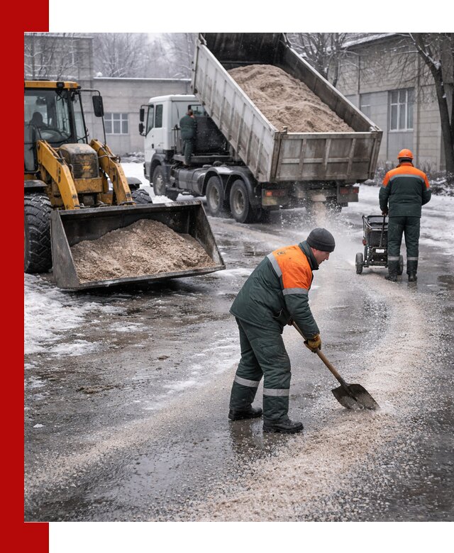 Реагент против гололеда с доставкой и нанесением в Удомле