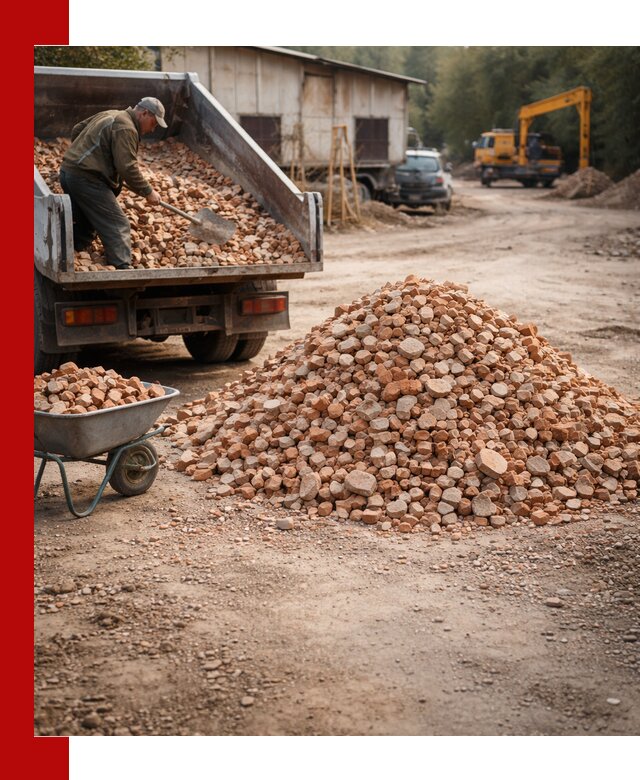 Доставка и подушка из боя кирпича с разгрузкой в Удомле