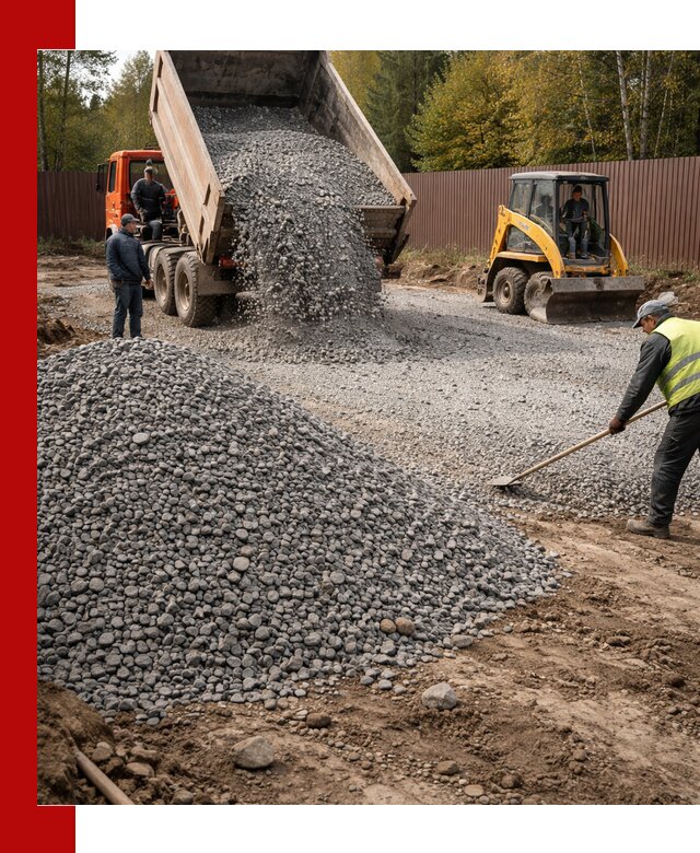 Отсыпка участка щебнем с доставкой и уплотнением в Удомле